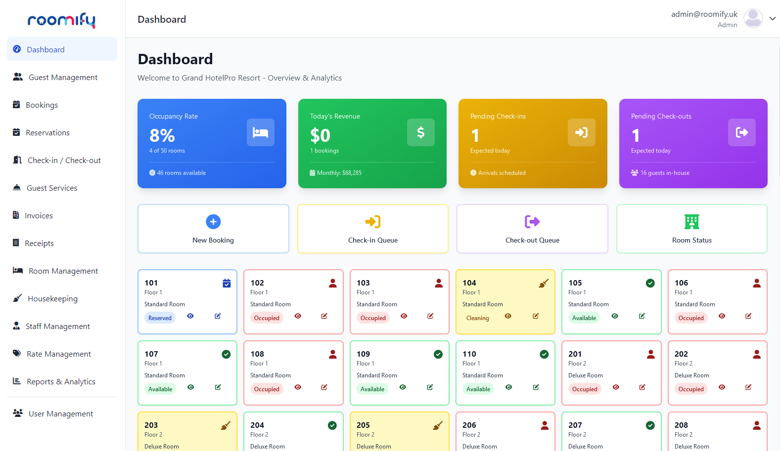Roomify Hotel Management System